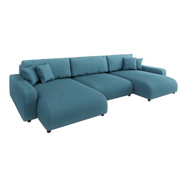 ROPEZ Tirkizna sklopiva/s prostorom za odlaganje kutna garnitura od samta Sara, 332x170x78 cm