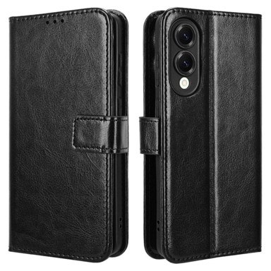 Preklopna maskica za Samsung Galaxy S25 Edge, novčanik Crazy Horse, crna