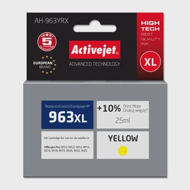 ACTIVEJET Tinta AH-963YRX, zamjena za HP 963XL 3JA29AE, premium, 1760 stranica, 25 ml, žuta