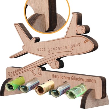 NIKCORP Drveni avion s gravurom, prirodna