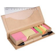 MIDOCEANBRANDS Samoljepljivi blok u kutiji, 2 Post-it bloka, 5 zastavica, ravnalo i kemijska olovka