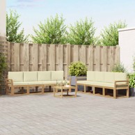 Set vanjskih sofa, 9 kom, 59 x 59 x 37 cm, čvrsto drvo akacije i poliester, bijela i krem