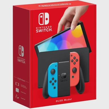 NINTENDO Switch OLED igraća konzola, neon crveno/plavi Joy-Con