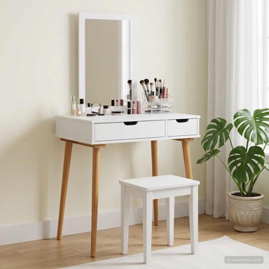 Set toaletnog stolića FAUSKE, 2 kom, 76 x 50 x 143 cm, bijeli