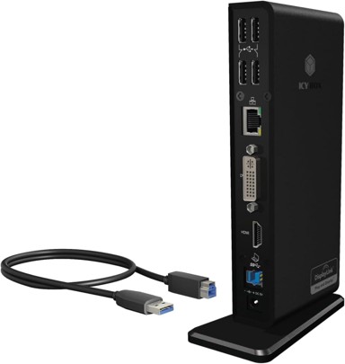 ICY BOX Priključna stanica IB-DK2241AC, 11 u 1, za laptop, 2 monitora, HDMI/DVI, 6 x USB 3.0, gigabitni Ethernet, audio, DisplayLink