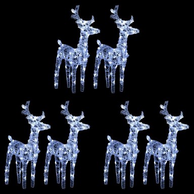Božićni sobovi, 6 kom, hladna bijela, 240 LED, akrilni