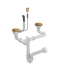 QUADRON Dvostruki odvod S P2O DALJINSKIM ZA GRANIT SUDOPERE, nano zlato