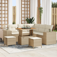 8 dijelni vrtni sofa set s jastucima, poliratan akacija, bež