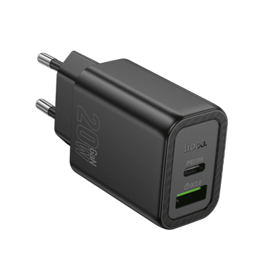 HOCO Punjač adapter N61, USB-A i Type-C, GaN, PD, 20 W, crna