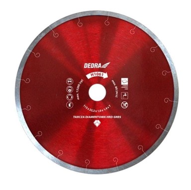 DEDRA Dijamantna ploča za rezanje za Gress keramiku, 110×22.2 mm, mokro rezanje