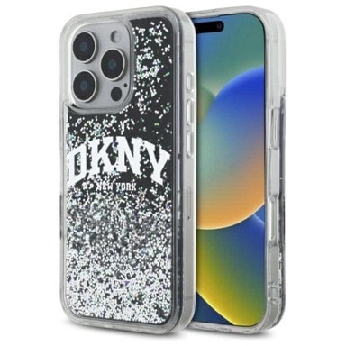 DKNY Liquid Glitter Arch Logo tvrda maskica za iPhone 16 Pro Max, crna
