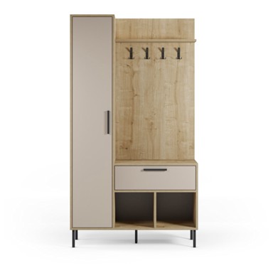 MARCKERIC Krem/u prirodnoj boji set za hodnik u dekoru hrasta 108x195x35 cm Heidy