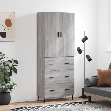 Visoka komoda siva sonome 69,5x34x180 cm od konstruiranog drva