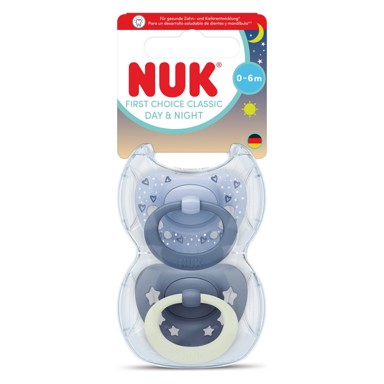 NUK Duda varalica silikon First Choice Classic Day & Night 0-6 m 2 kom sort