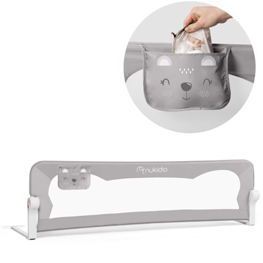 NUKIDO Sigurnosna ogradica za krevet, 180 x 42 x 35 cm, siva