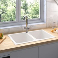Kuhinjski lavabo – umivaonik, bijeli, 760x480x184 mm, granit
