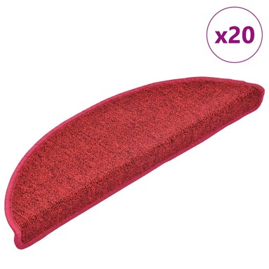 Prostirke za stepenice, 20 kom, 56 x 17 x 3 cm, poluokrugle, crvene