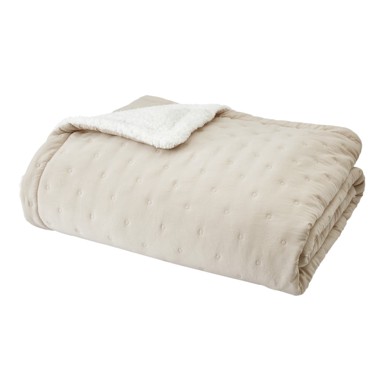 CATHERINE LANSFIELD Krem prošiven prekrivač od sherpa flisa 220x230 cm Cosy Nori