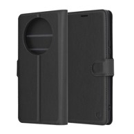 TECHSUIT Preklopna maskica za Honor Magic7 Lite/X9c, kožna, crna