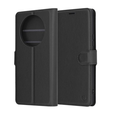 TECHSUIT Preklopna maskica za Honor Magic7 Lite/X9c, kožna, crna