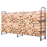 NORTHIX Stalak za drva za ogrjev, 240 cm, željezo, PVC pokrov, crni