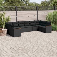 10-dijelni set vrtnih sofa s jastucima crni od poliratana