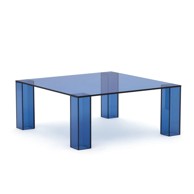 KAVE HOME Stolić za kavu Adularia 85x85 cm stakleni plavi