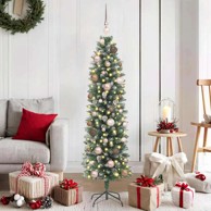 Božićno drvce umjetno usko S LED lampica zeleno, 150 cm,