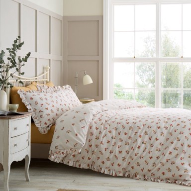 CATHERINE LANSFIELD Posteljina Frill Ditsy Floral za krevet za jednu osobu 135x200 cm Bijela