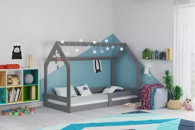 DOMEK Dječji krevet s madracem, 80×160 cm, sivi