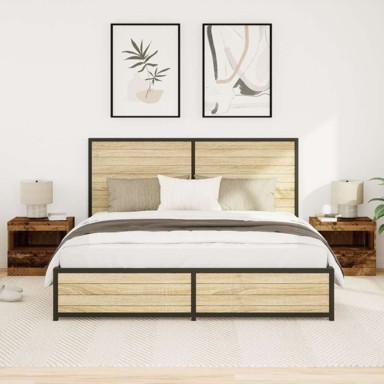 Noćni ormarići s LED svjetlima 2 kom 50x40x45 cm, stari drvo