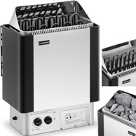 UNIPRODO Električna peć za saunu s ugrađenim regulatorom, 9 kW, 400 V, 9-13 m³, do 110 °C, srebrno-crna