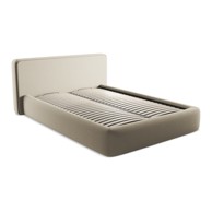 MAKAMII Tapecirani bračni krevet Kiana s podnicom i prostorom za odlaganje 140x200 cm, bež