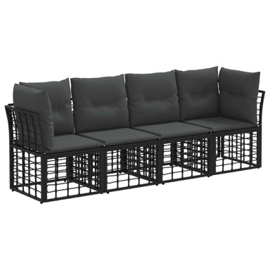 Set vanjskih sofa bez stola, poliester, crna