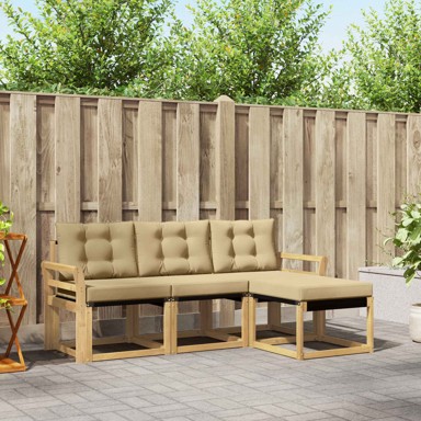Set vanjskih sofa 4-dijelni s jastukom, bijela/bež