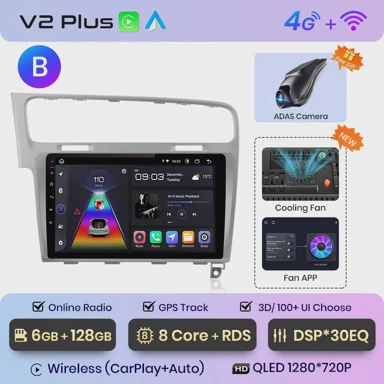 Multimedia za VW GOLF VII Golf7 2013-2017 - V2 PLUS, 6G 128G, 3D Y