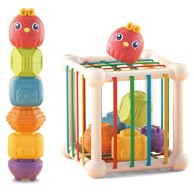 WOOPIE BABY Fleksibilna senzorna kocka za razvrstavanje za djecu, Životinje + zvečka, 7 kom.