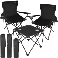 TRIZAND Set sklopivih kamping stolica i stola 2+1, crni