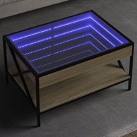Stolić s beskonačnim LED svjetlima boja hrasta 70x50x38 cm