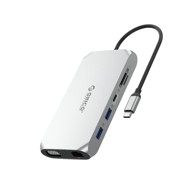 ORICO Docking stanica XCR, 12 u 1, USB-C, 3x USB-A 3.1, HDMI 4K@30Hz, VGA 1080p, PD 100 W, srebrna