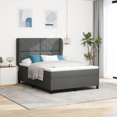 Box spring krevet s madracem 140x190 cm, tkanina, tamnosivi
