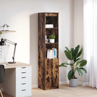 Visoka komoda dimljeni hrast 37,5x35x180 cm izrađeno drvo