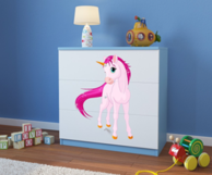 Dječja komoda Jednorog 2, plava, 80×80×41 cm