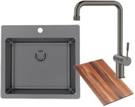 ALVEUS Set sudoper PURE 70 i slavina FLORA Anthracite