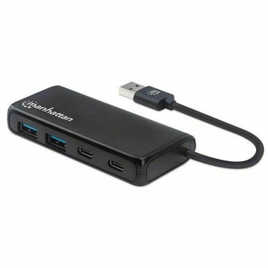 MANHATTAN USB Hub 164887, 4-Port, USB 3.2 Gen 1, 2xUSB-A, 2xUSB-C, crni
