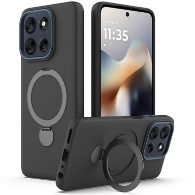 Futrola za Motorola Moto G17 Power / G17 / G15 / G15 Power, s rotirajućim prstenom, crna