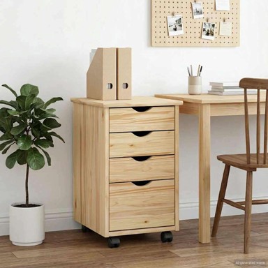 Mobilni ormarić, masivna borovina, 34 x 39 x 56 cm, smeđi