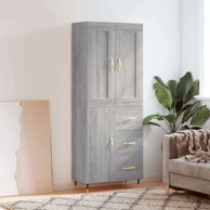 Visoka komoda siva sonome 69 5x34x180 cm od konstruiranog drva , 1 vrata 3 ladice