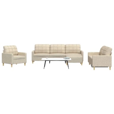 Sofa 4-dijelni set s osloncem za noge, krema