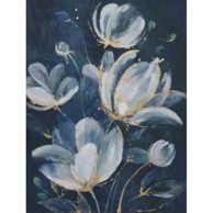 Slika na platnu, zlatno-bijelo cvijeće, 60x80 cm